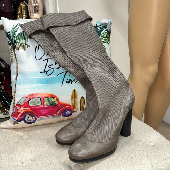 Dolce & Gabbana Shoes - Dolce And Gabbana Vintage Grey Stretch Socks High Boot Heels Size 41